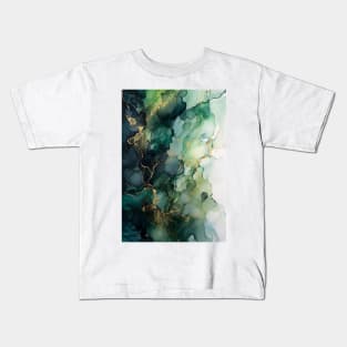 Green Nature - Abstract Alcohol Ink Art Kids T-Shirt